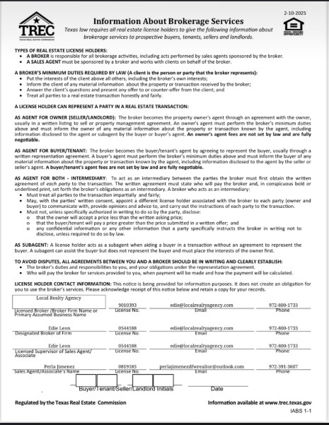 IABS - Information About Brokerage Services Form